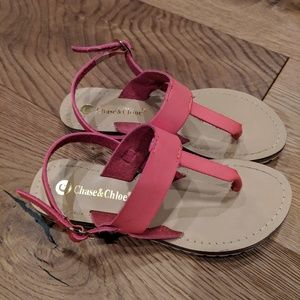 Girls Pink Leather Sandals
